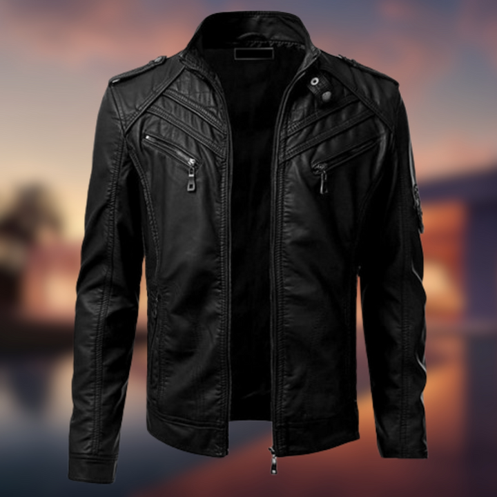 Christian™ - Giacca in pelle da uomo con cuciture raffinate