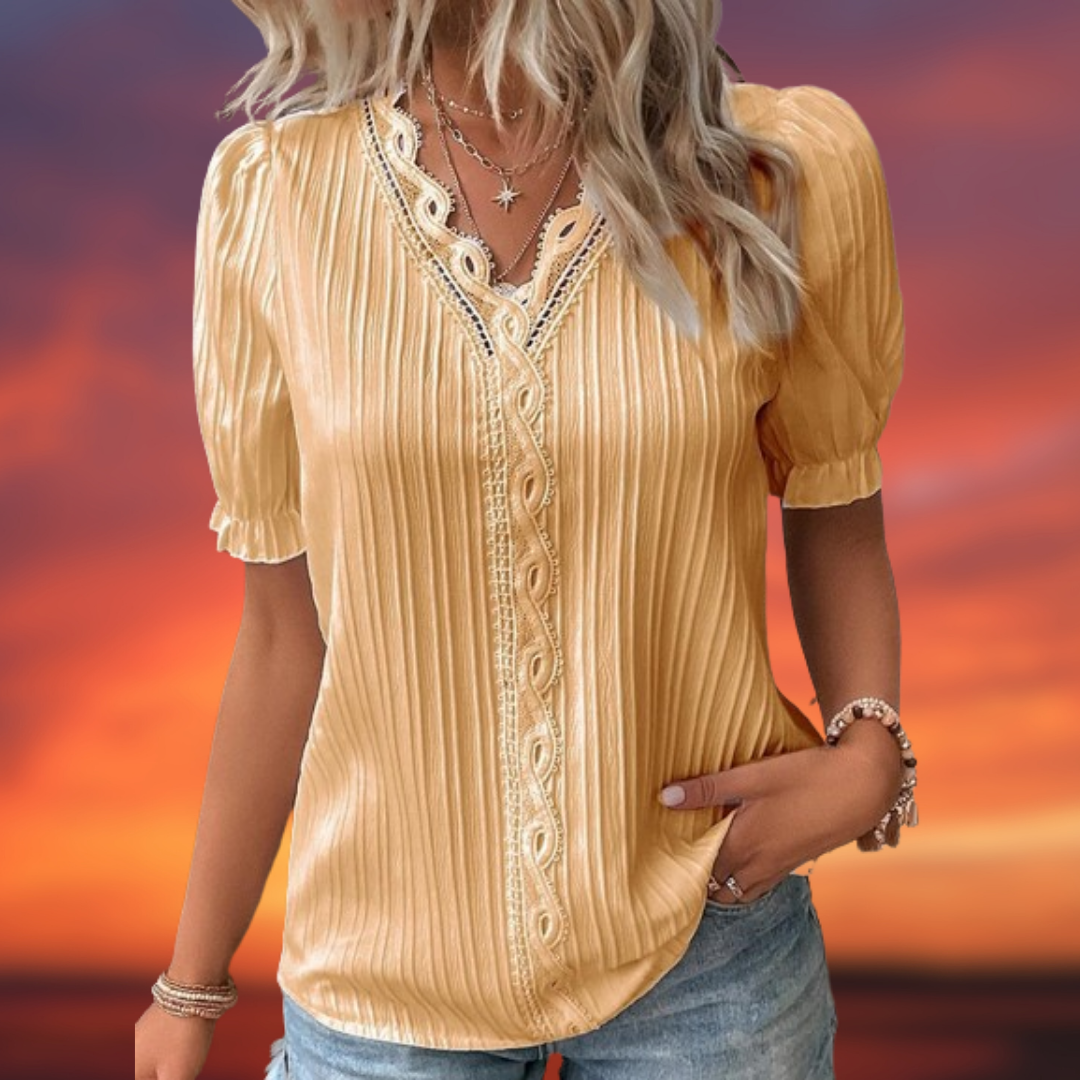 Laura™ - Top elegante in pizzo con scollo a V