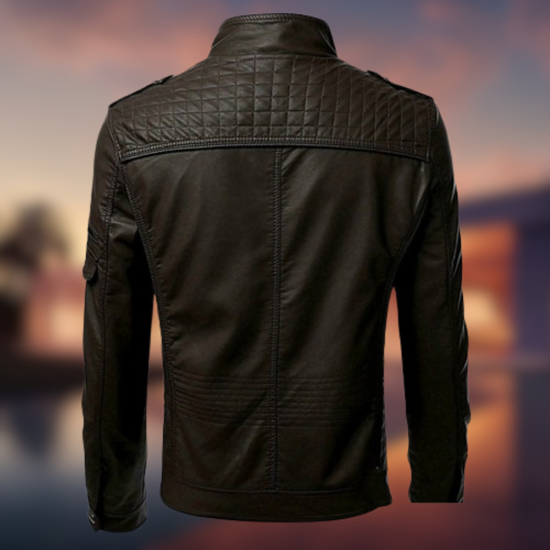 Christian™ - Giacca in pelle da uomo con cuciture raffinate