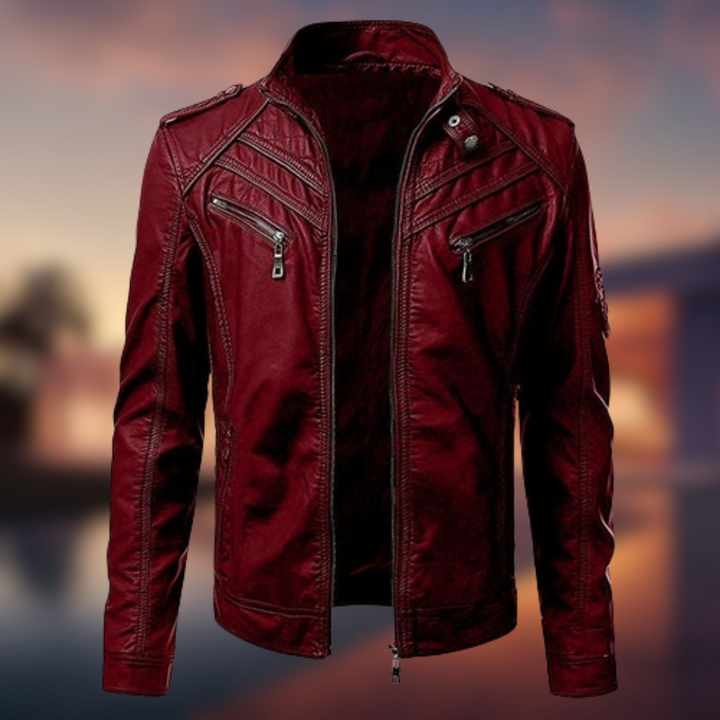 Christian™ - Giacca in pelle da uomo con cuciture raffinate