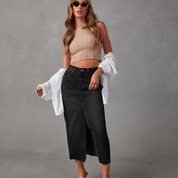 Leila™ - Gonna in jeans denim elegante