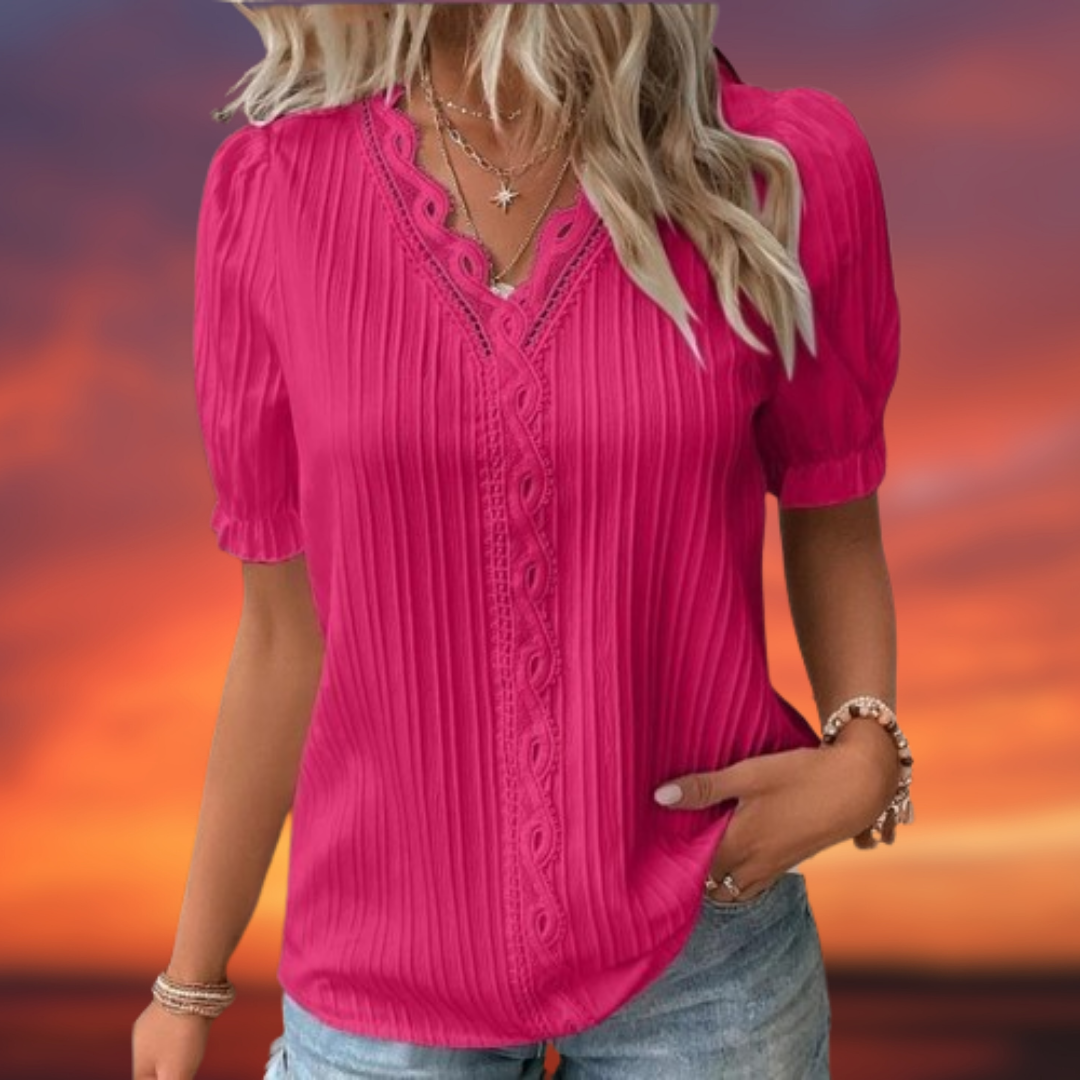 Laura™ - Top elegante in pizzo con scollo a V
