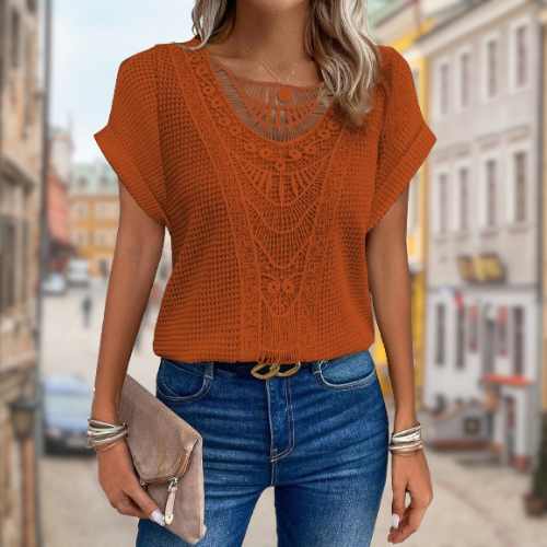 Elettra™ - Maglia estiva elegante ricamata alla moda