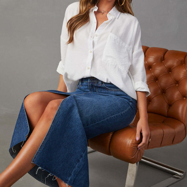 Leila™ - Gonna in jeans denim elegante