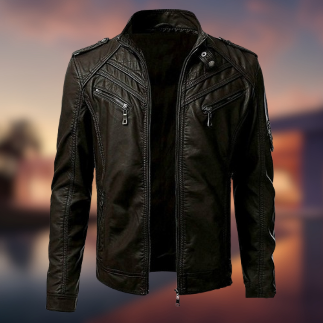 Christian™ - Giacca in pelle da uomo con cuciture raffinate