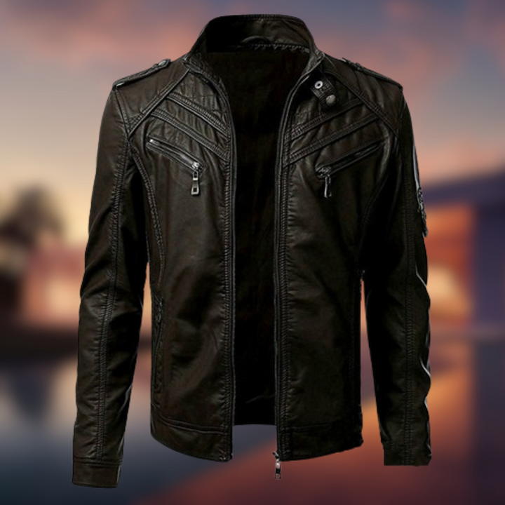 Christian™ - Giacca in pelle da uomo con cuciture raffinate