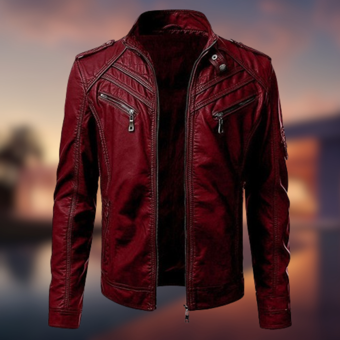 Christian™ - Giacca in pelle da uomo con cuciture raffinate