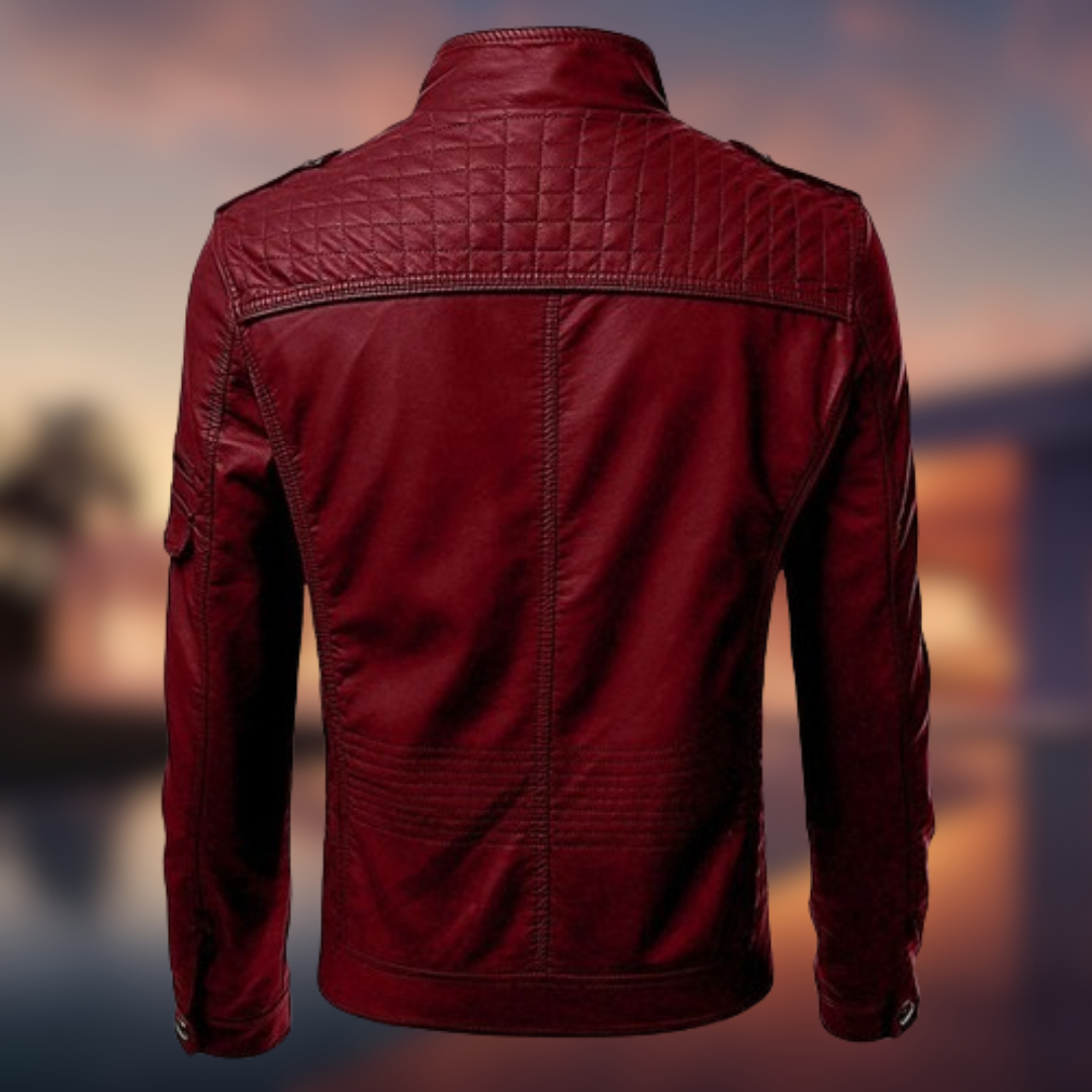 Christian™ - Giacca in pelle da uomo con cuciture raffinate