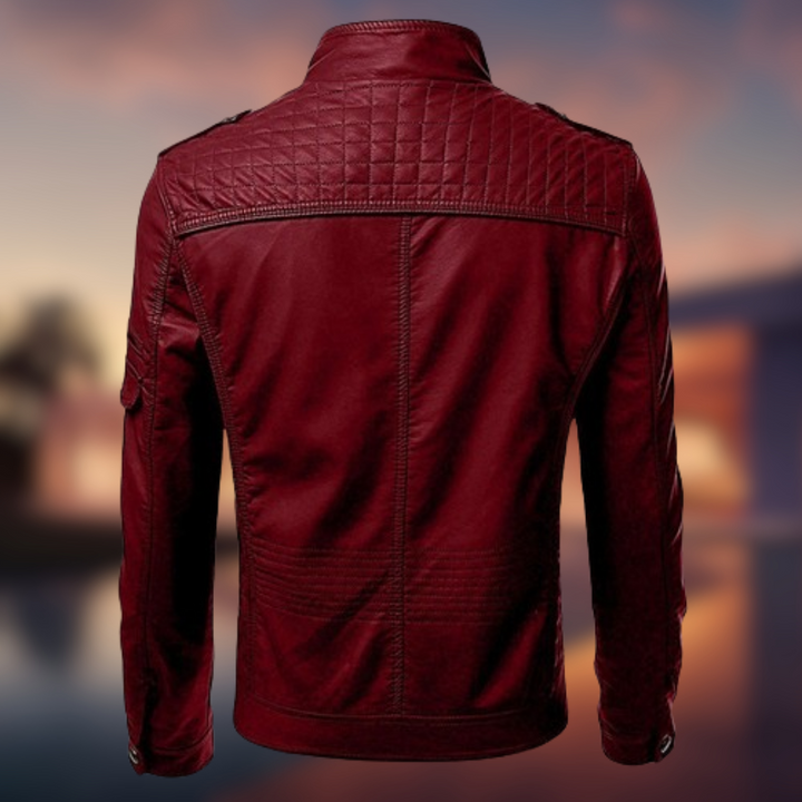 Christian™ - Giacca in pelle da uomo con cuciture raffinate