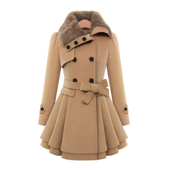 Amelia™ | Trench chic vegano con pelliccia